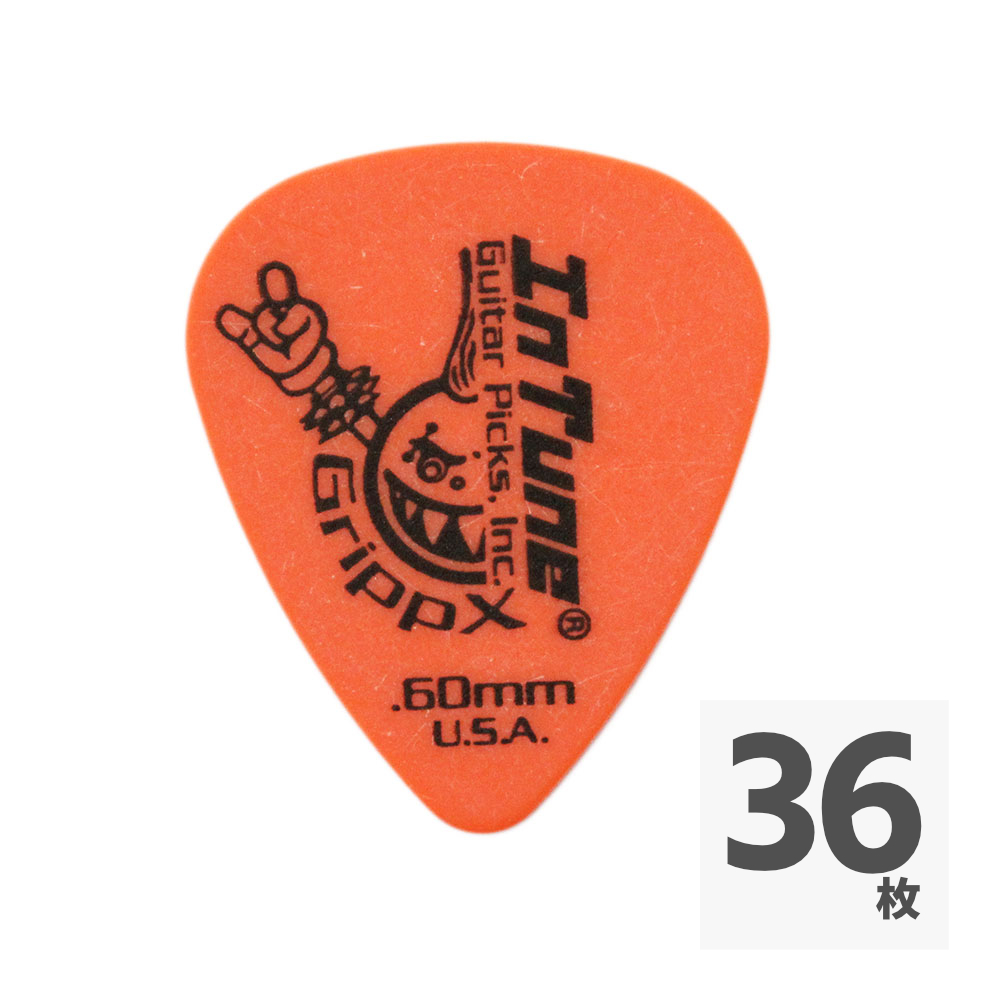 In Tune Guitar Picks DGP1-C60 GrippX-X 0.60mm Orange ギターピック×36枚