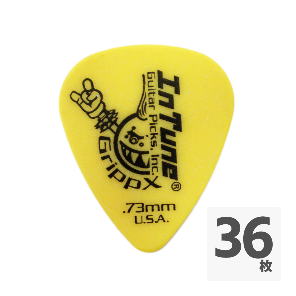 In Tune Guitar Picks DGP1-C73 GrippX-X 0.73mm Yellow ギターピック×36枚