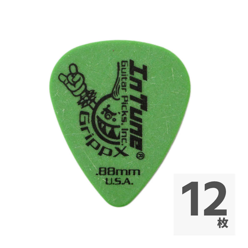 In Tune Guitar Picks DGP1-C88 GrippX-X 0.88mm Green ギターピック×12枚