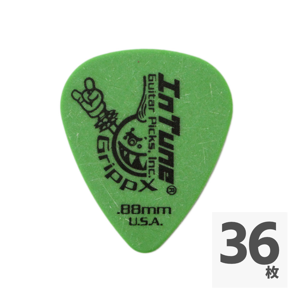 In Tune Guitar Picks DGP1-C88 GrippX-X 0.88mm Green ギターピック×36枚