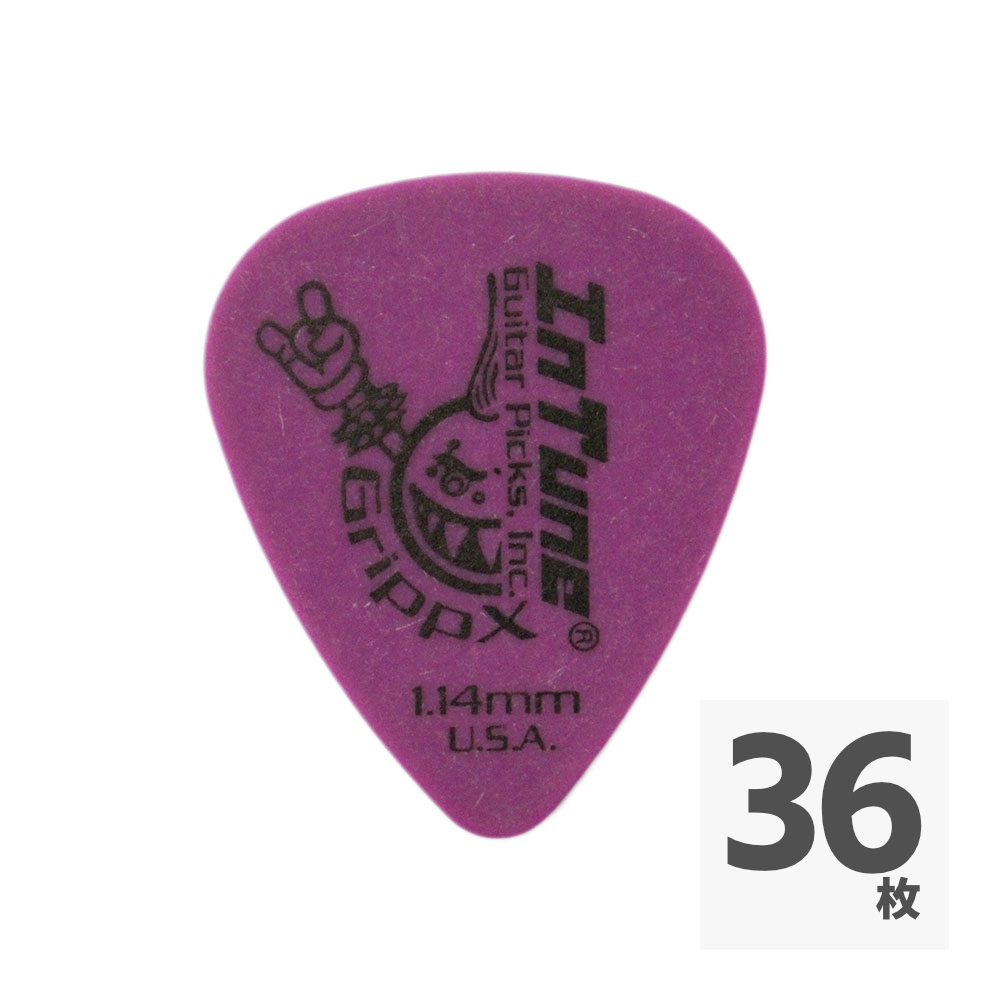 In Tune Guitar Picks DGP1-C114 GrippX-X 1.14mm Purple ギターピック×36枚