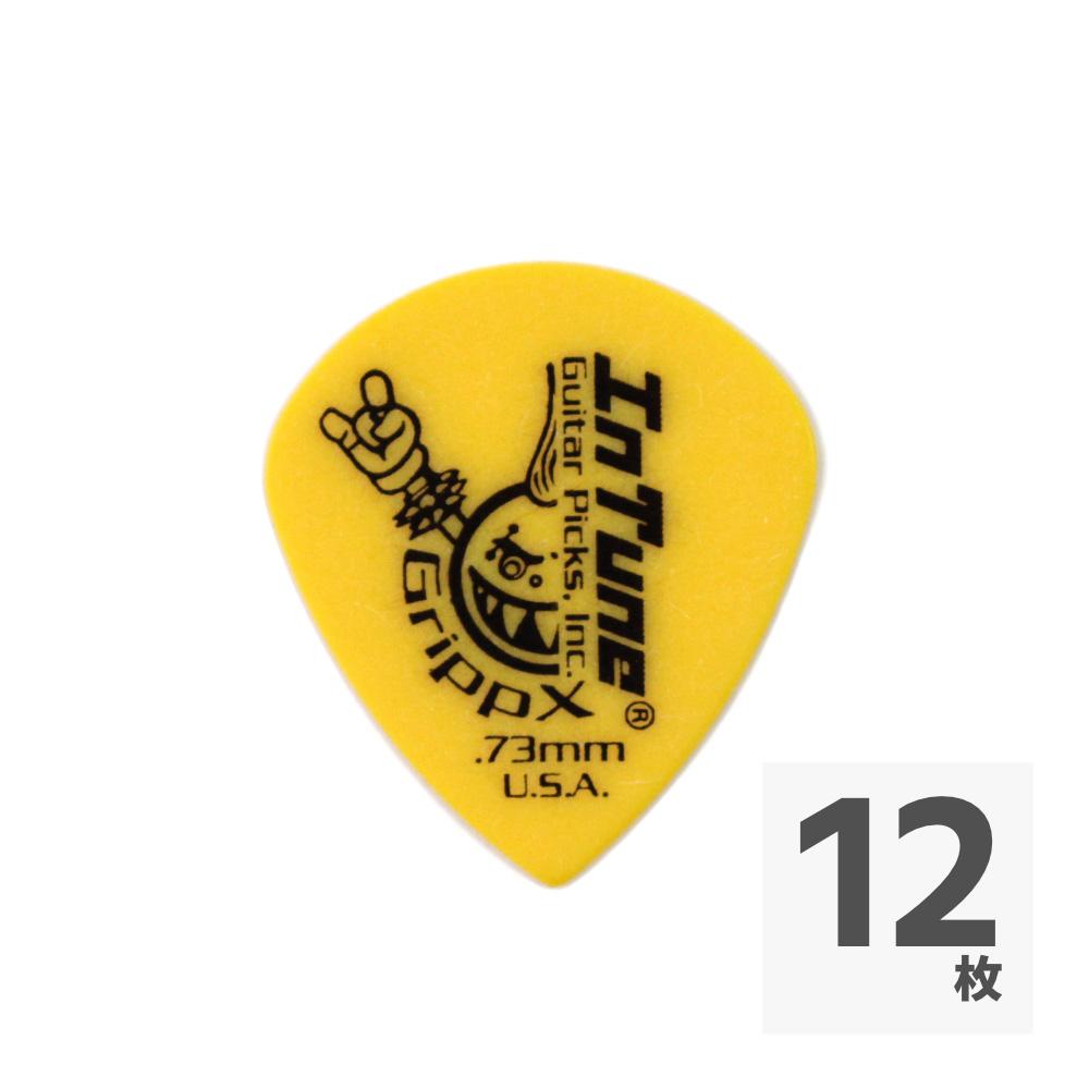 In Tune Guitar Picks DGP4-C73 GrippX-XJJ 0.73mm Yellow ギターピック×12枚