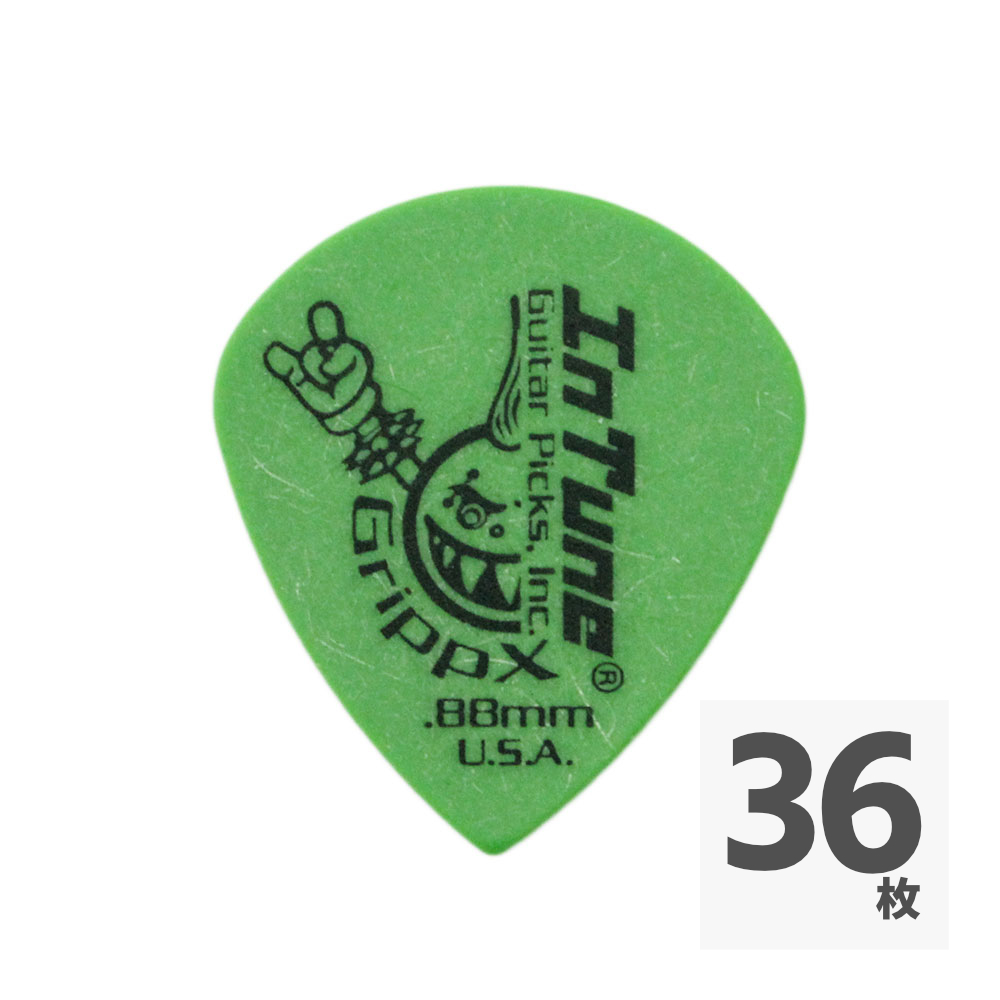 In Tune Guitar Picks DGP4-C88 GrippX-XJJ 0.88mm Green ギターピック×36枚