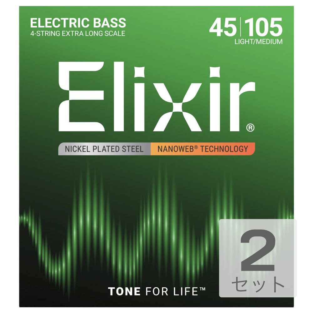 ELIXIR 14087/NANOWEB/BASS/Medium/Extra Long Scale×2SET エレキベース弦