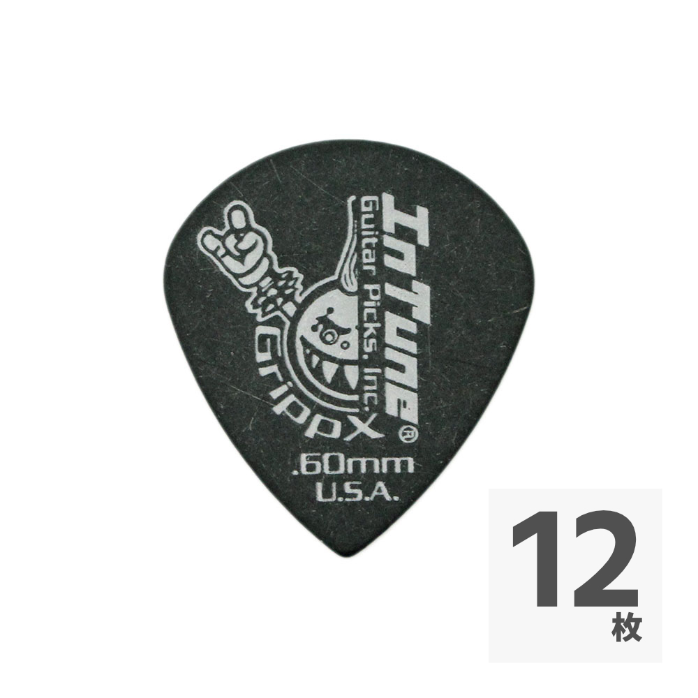 In Tune Guitar Picks DGP3-B60 GrippX-XJb 0.60mm Black ギターピック×12枚