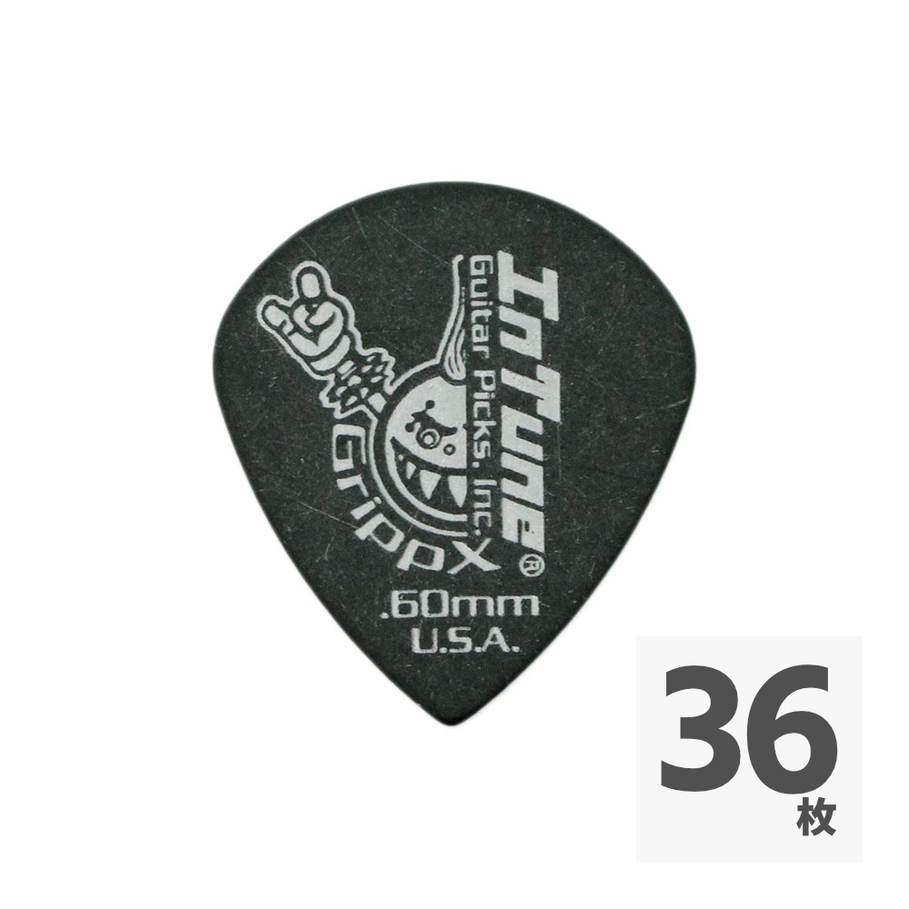 In Tune Guitar Picks DGP3-B60 GrippX-XJb 0.60mm Black ギターピック×36枚