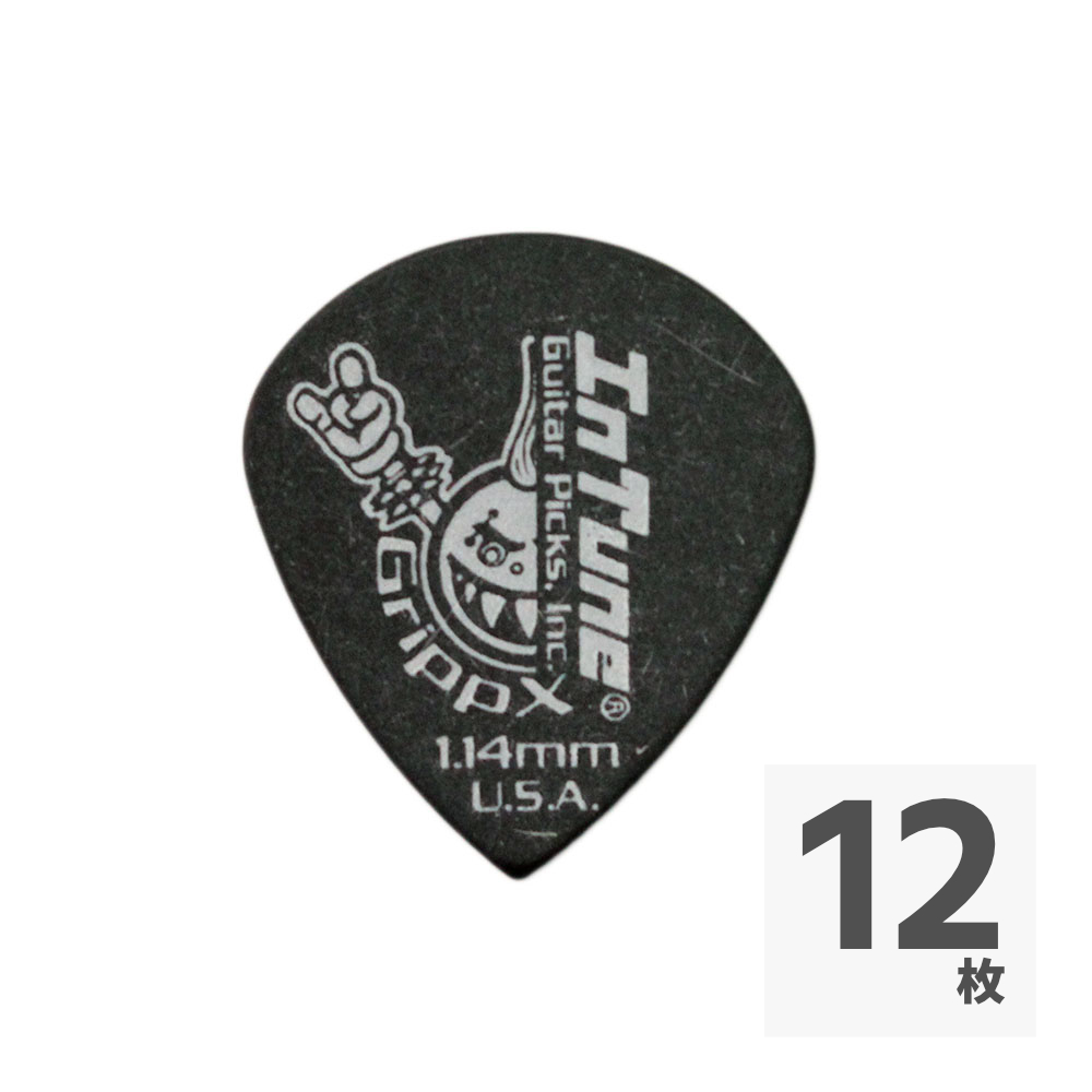 In Tune Guitar Picks DGP3-B114 GrippX-XJb 1.14mm Black ギターピック×12枚