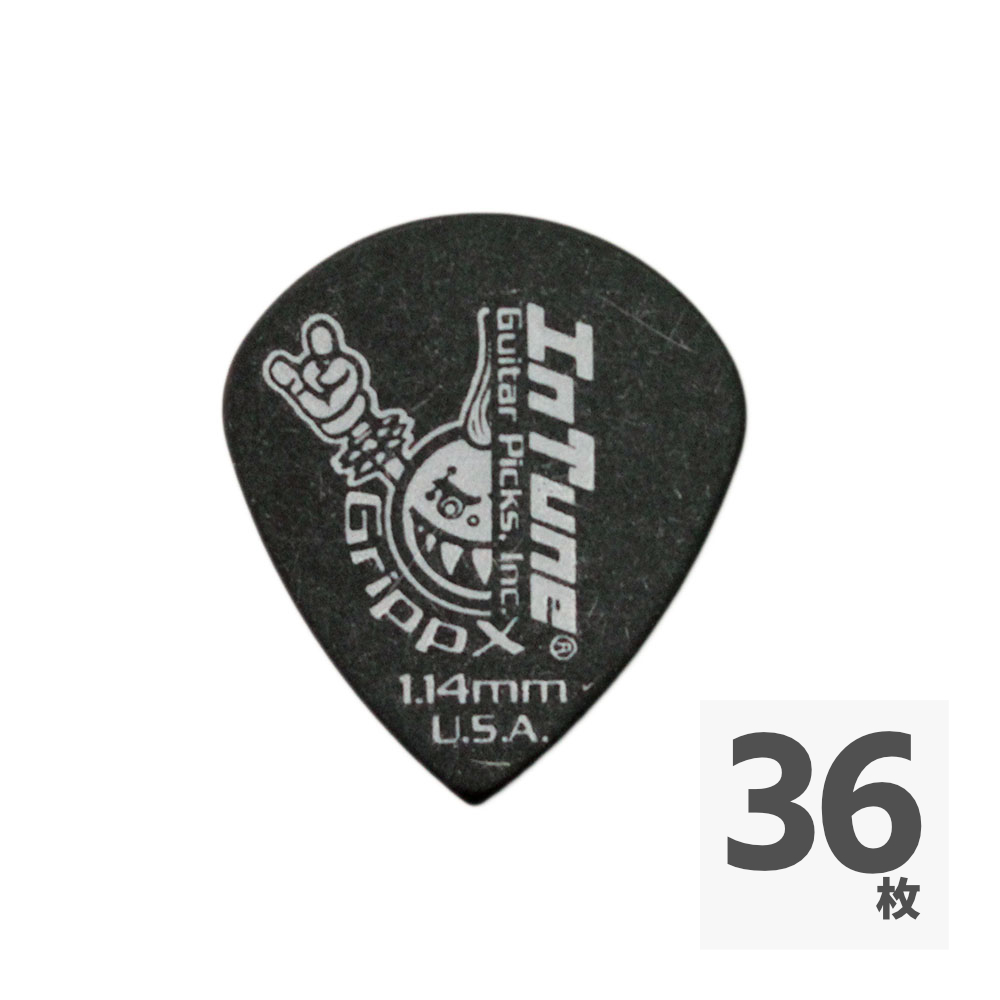 In Tune Guitar Picks DGP3-B114 GrippX-XJb 1.14mm Black ギターピック×36枚